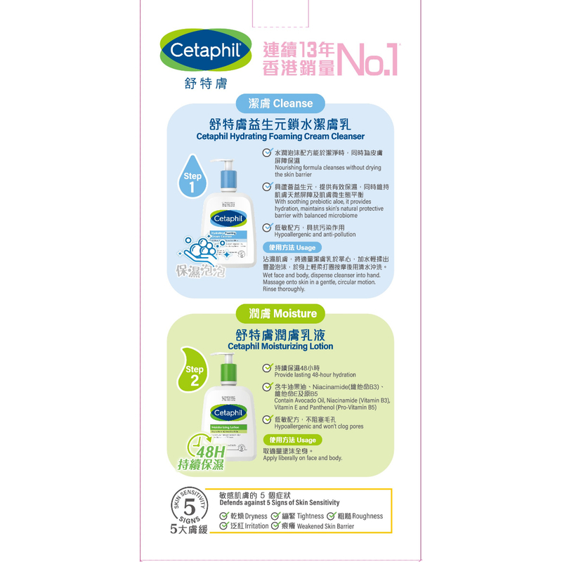 Cetaphil Moisturizing Lotion + Hydrating Foaming Cream Cleanser 473ml + 29ml x 4pcs