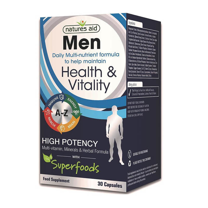 Natures Aid Men Multi-Vitamins & Mineral with Superfoods, 30 capsules