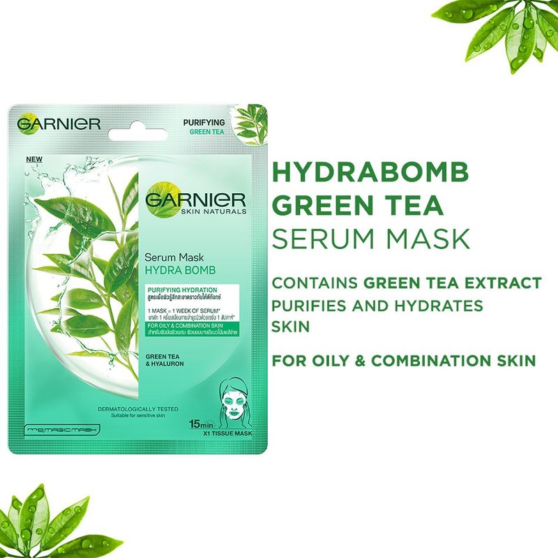 Garnier Serum Mask - Hydra Bomb Green Tea Super Hydrating Purifying Tissue Mask