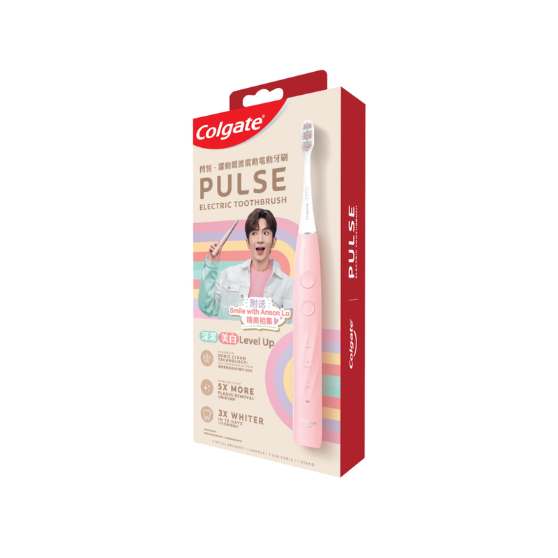 Colgate Pulse Sonic Electric Toothbrush 1pc + Refill 2pcs (Pink)