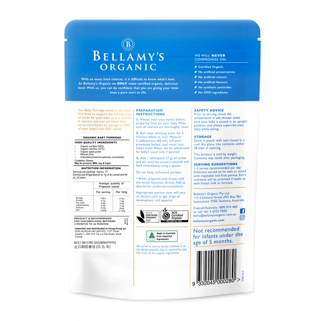 Bellamy baby hot sale porridge