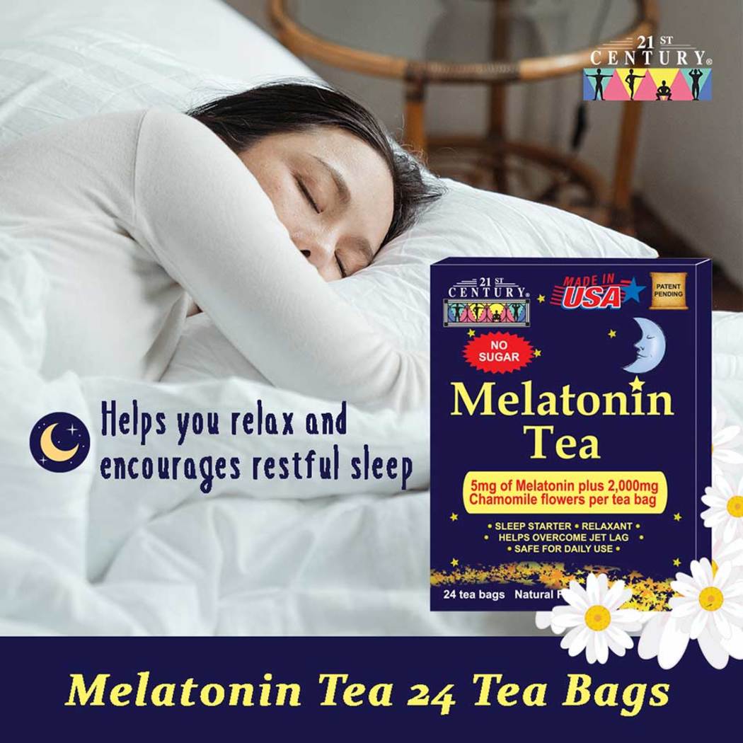 21st Century Melatonin Tea 24 Tea Bags Relax & Sleep Aid Vitamins