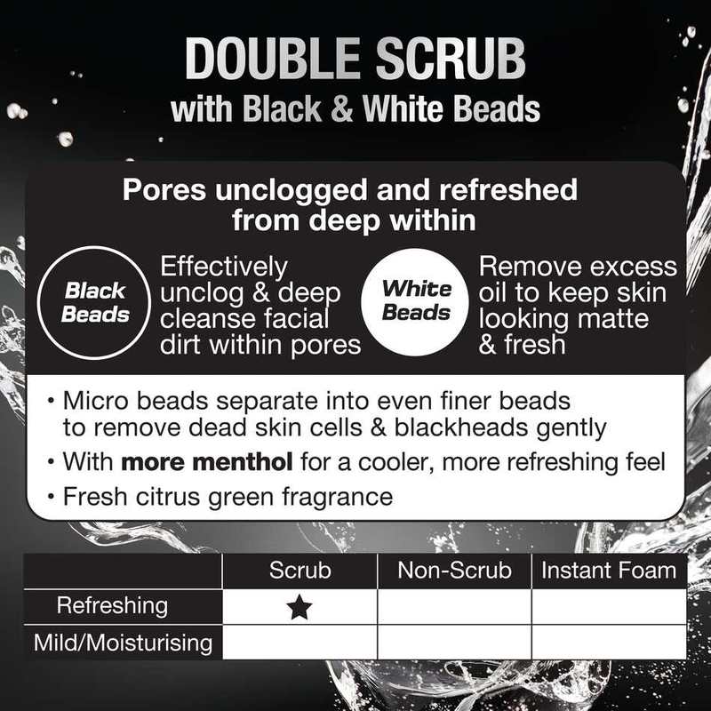 Biore Black & White Double Scrub Facial Wash, 130g