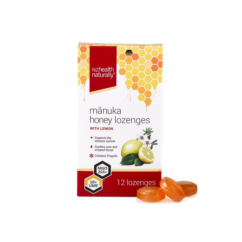 NZ Health Naturally Manuka Honey Umf 10+ Lozenges White Lemon, 12pcs