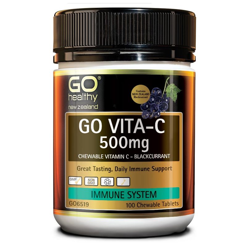 GO Healthy GO Vita-C 500Mg Nz Blackcurrant 100s