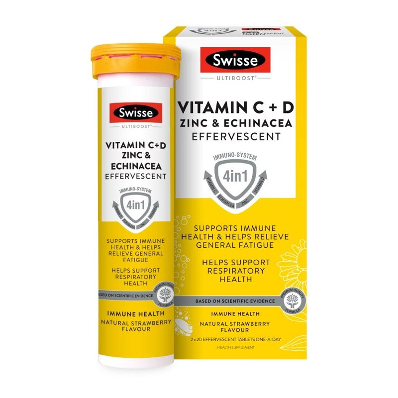 Swisse Vitamin C, Vitamin D, Zinc, & Echinacea Effervescent 40s