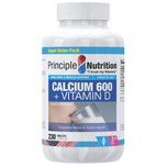 Principle Nutrition Calcium 600 + Vitamin D, 230 tablets