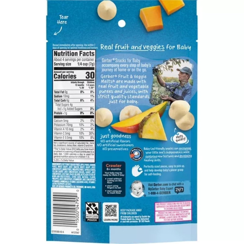 Gerber Fruit & Veggie Melts - Truly Tropical Blend 28g