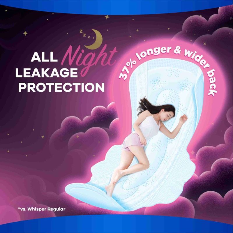 Whisper Skin Love nights Thin x-long Wing Sanitary pads 31cm 6 pads