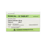Sunward  Sun Cal-D Tablets Calcium Carbonate 450mg, Vitamin D3 200iu, 1000s