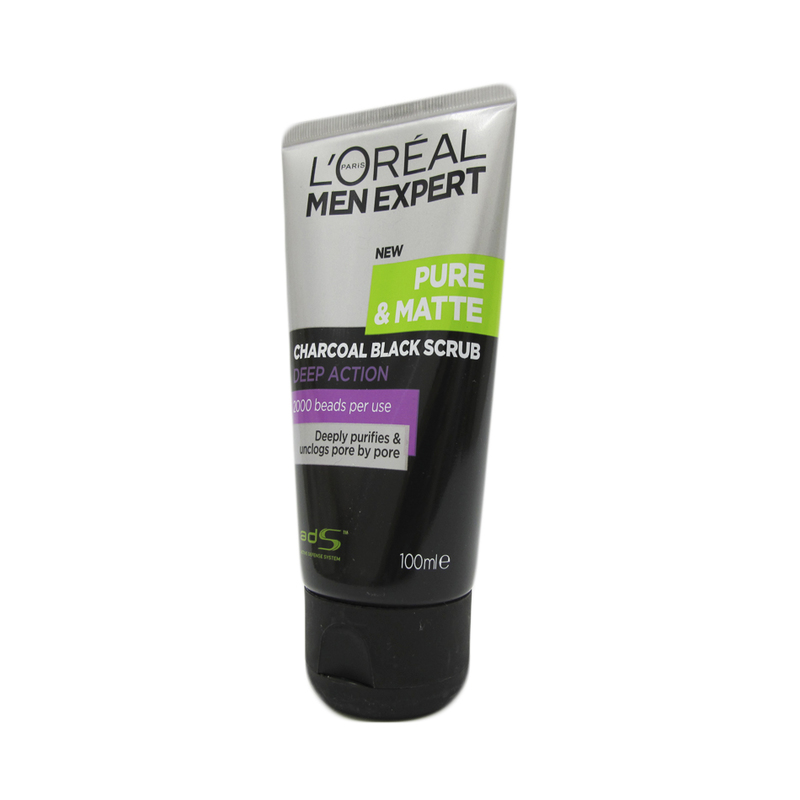 L'Oreal Men Expert Pure And Matte Charcoal Black Scrub, 100ml