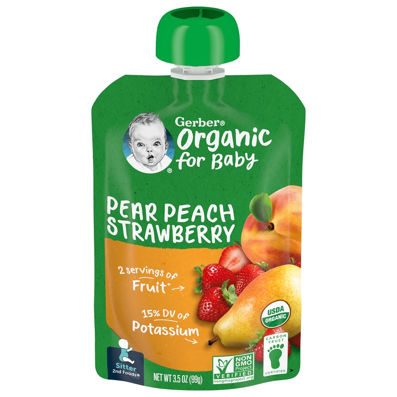 Gerber Organic Pear Peach Strawberry Pouch 99g