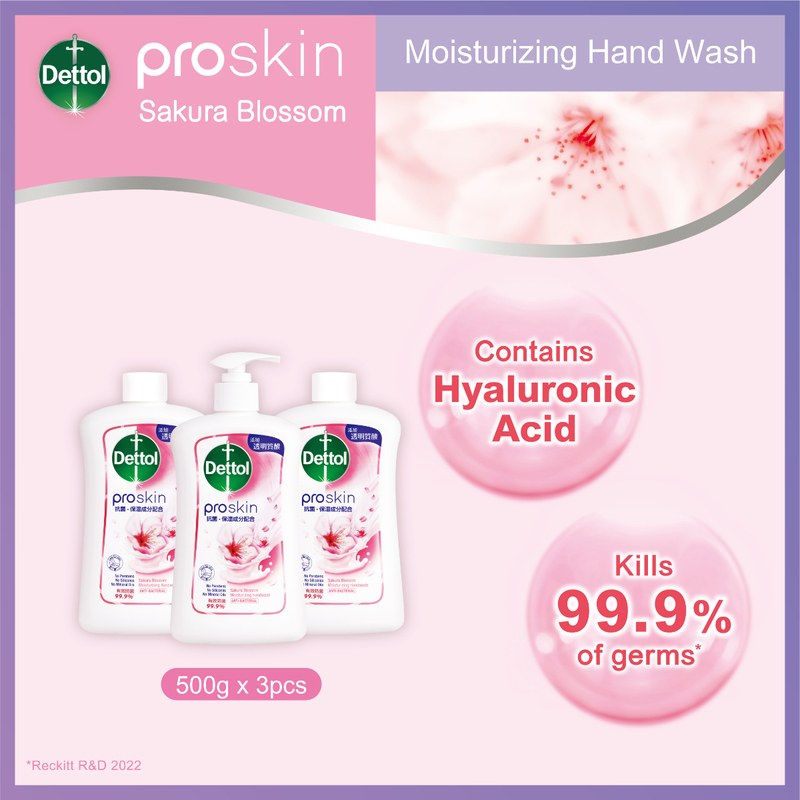 Dettol Proskin Sakura Blossom Moisturising Handwash 500gx3pcs