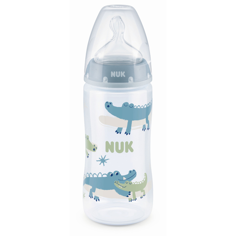 NUK PCH寬口PP 300毫升奶瓶 + 矽膠奶咀2號中孔 (6-18個月) (顏色隨機) 1套