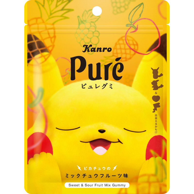 Kanro Pure Assorted Fruit Gummy Fruit Gummy (Pokemon Pikachu 2024 Version) 52g (Random Delivery)