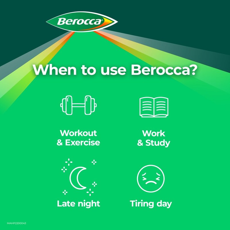 Berocca Performance Vitamin B Mango Energy Effervescent Tablet, 30 tablets