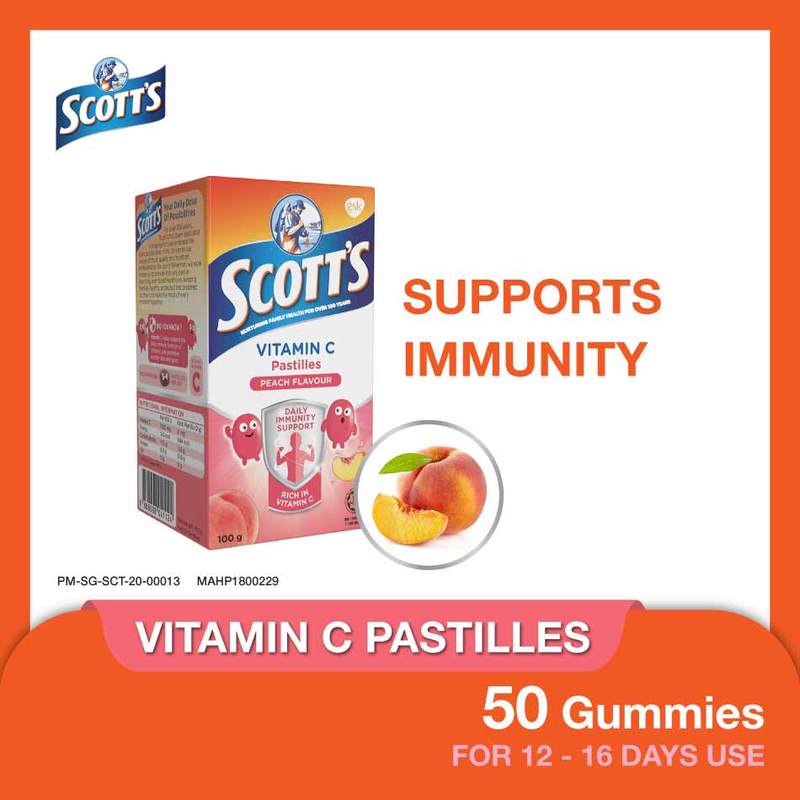 Scott's Vitamin C Pastilles, Children Supplement, Peach flavour, 100g