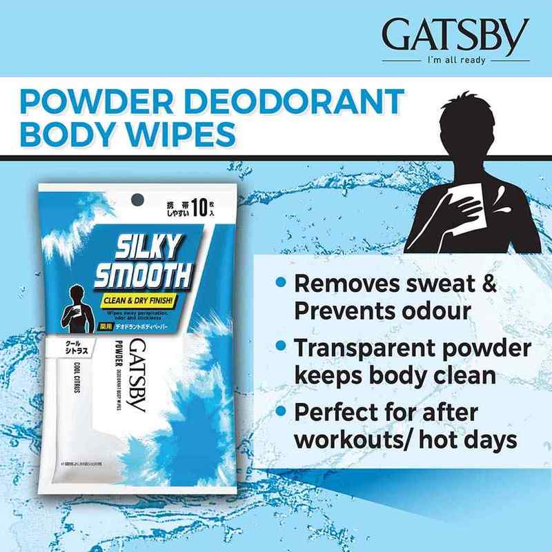 Gatsby Powder Deodorant Body Wipes 10 Sheets
