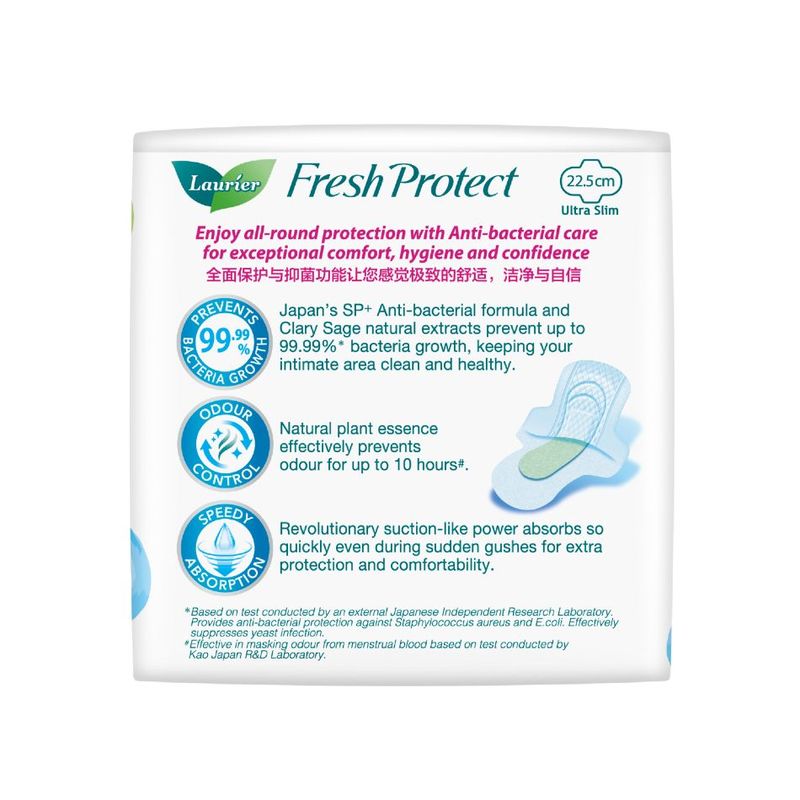 Laurier Fresh Protect Anti-Bacterial Ultra Slim Day 22.5cm, 16pcs