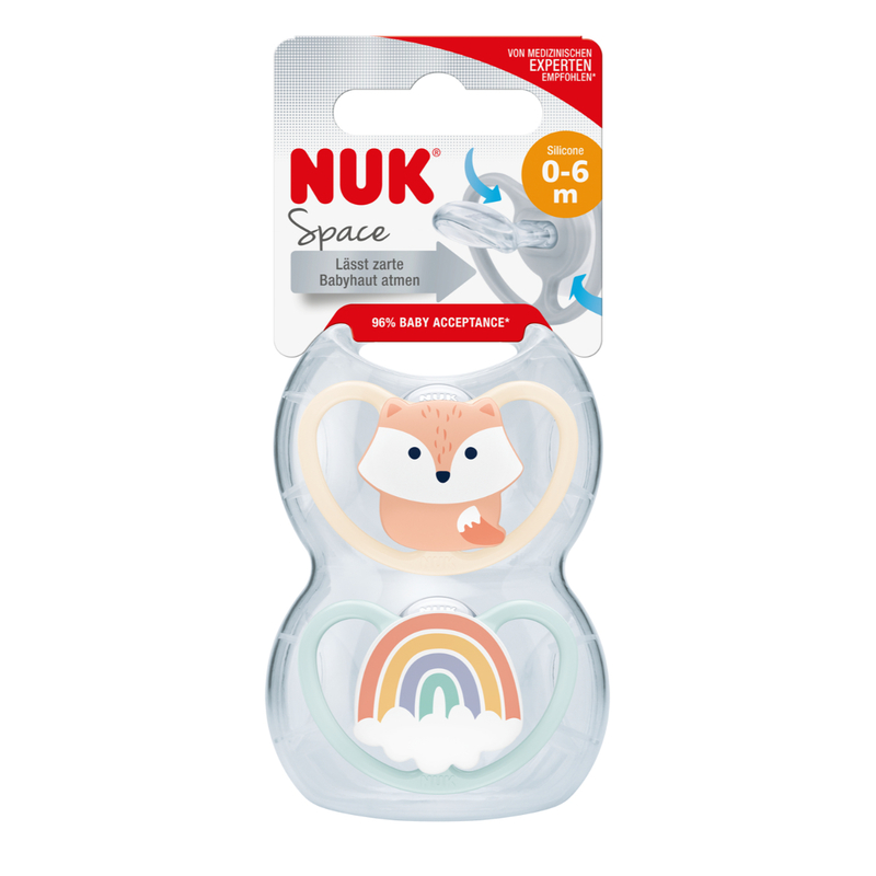 Nuk Space Silicone Soother (0-6Months) 2pcs (Random Colors)