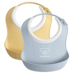 BabyBjorn Small Baby Bib - Powder Yellow 1pc + Powder Blue 1pcs