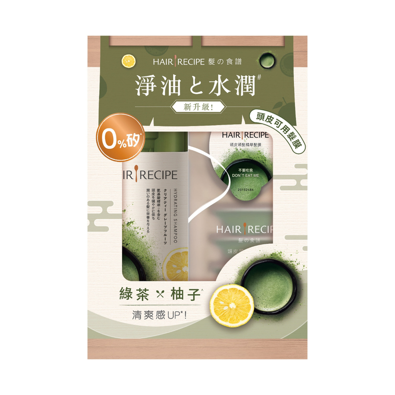 Hair Recipe Green Tea x Yuzu Hydrating (Shampoo 530ml + Scalp Treatment 12ml x 6pcs)