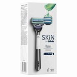 SKiN by Gillette Men Skincare - Exfoliating Shaver Razor 1 Handle + 2 Blade Refills with Aloe Vera for Sensitive Skin