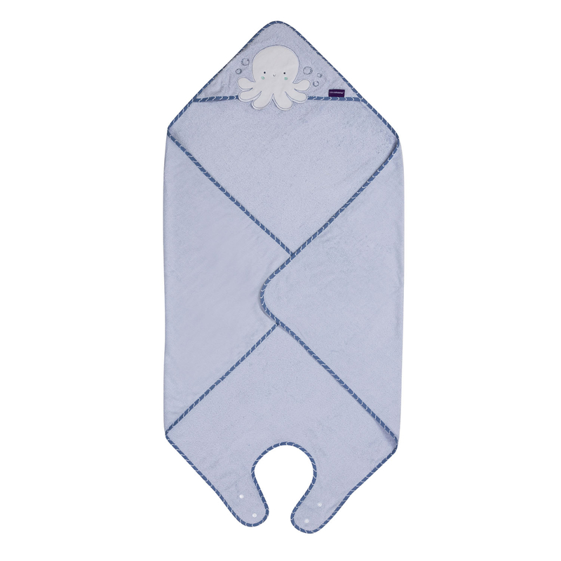 Clevamama Bamboo Apron Baby Bath Towel (Blue) 1pc