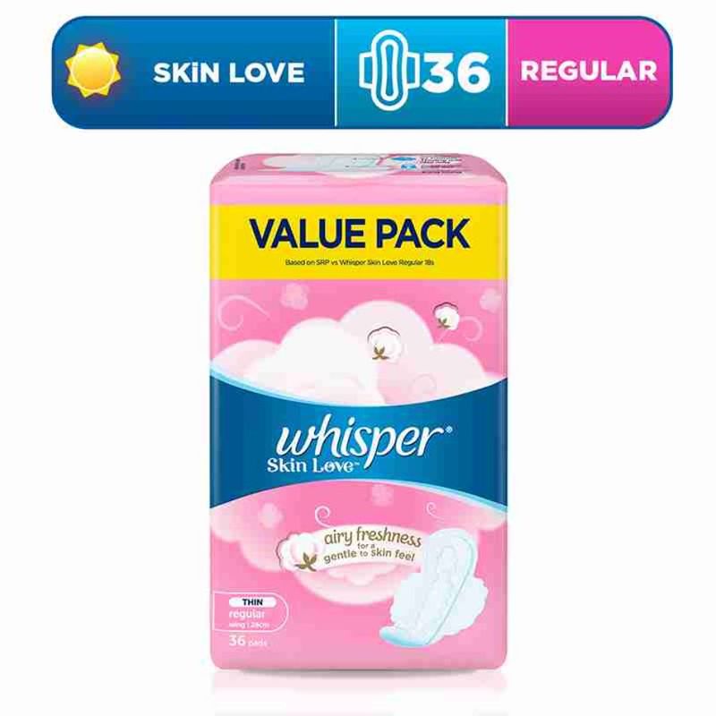 Whisper Skin Love Thin Regular Wing Sanitary pads 24cm 36 pads