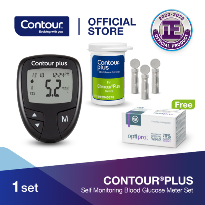 Contour Plus Self Monitoring Blood Glucose Meter Set (with free gift) 1pc