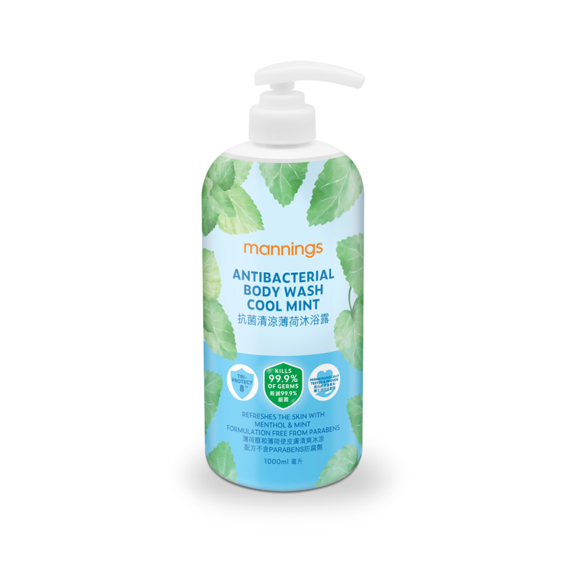 Mannings Antibacterial Body Wash - Cool Mint 1000ml