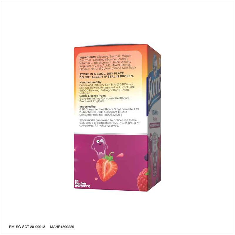 Scott's Vitamin C Pastilles, Children Supplement, Mixed Berries flavour, 100g
