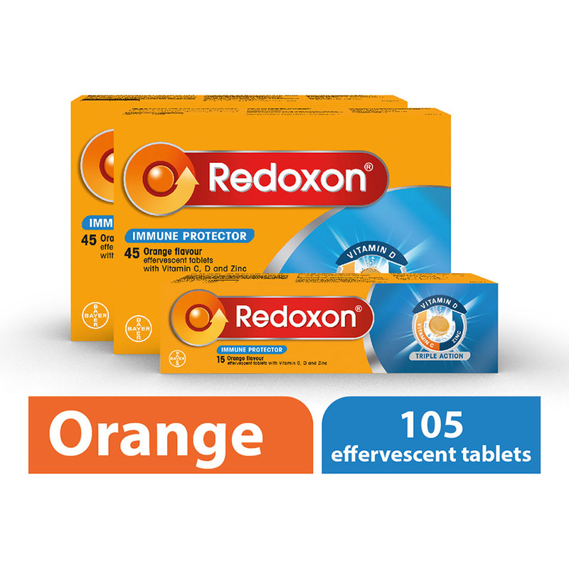 Redoxon Triple Action Vitamin C, D & Zinc Immunity Orange Effervescent 2x45s + 15s