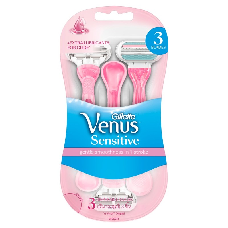 Gillette Venus Sensitive Women's Disposable Razors, 3pcs, Gillette