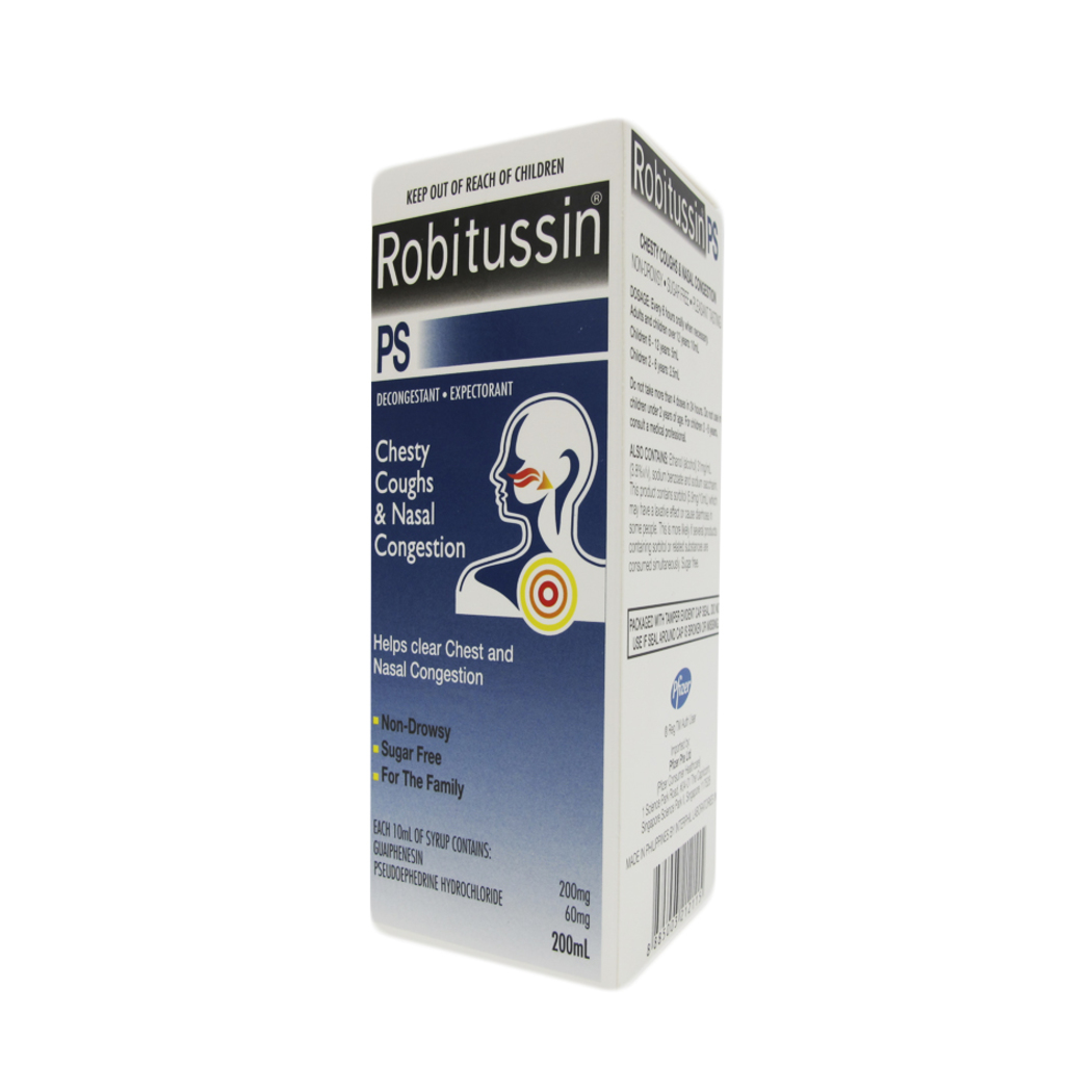 Robitussin Ps Syrup 200ml Cough Cold Allergy Health Guardian Singapore