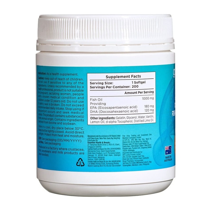 Guardian Odourless Omega-3 Fish Oil 1000Mg 200 Softgels