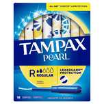 Tampax Pearl Plastic Unscented Regular Tampons, 18pcs