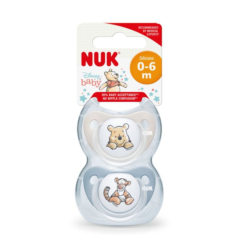 NUK Disney Silicone Sleeptime Soother S1 (Random Color) 2pcs with Box