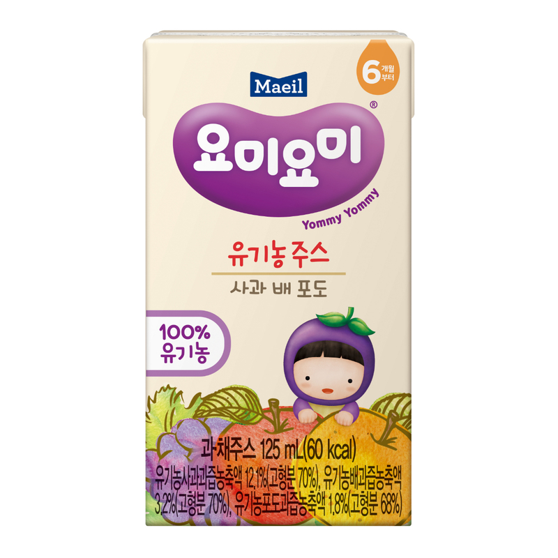 Maeil Organic Juice (Apple, Pear & Grape) 125ml x 4pcs