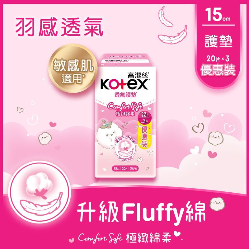Kotex Comfort Soft Liners Long 20pcs x 3 Packs