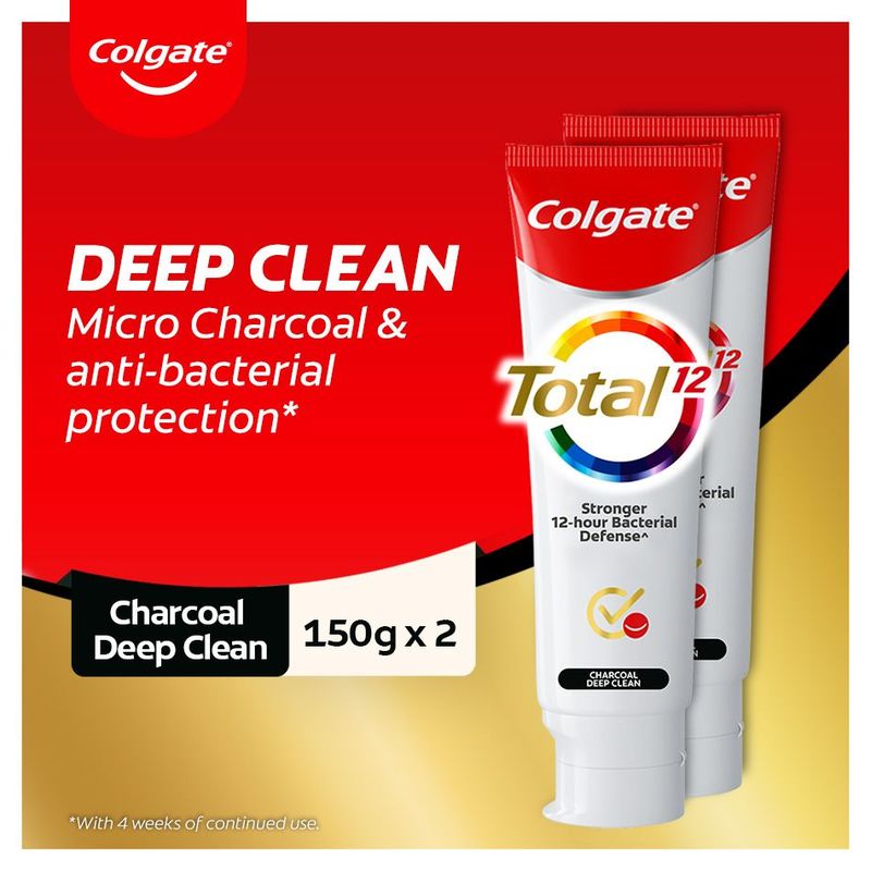 Colgate Total Charcoal Deep Clean Toothpaste Twin Pack, 2x150g