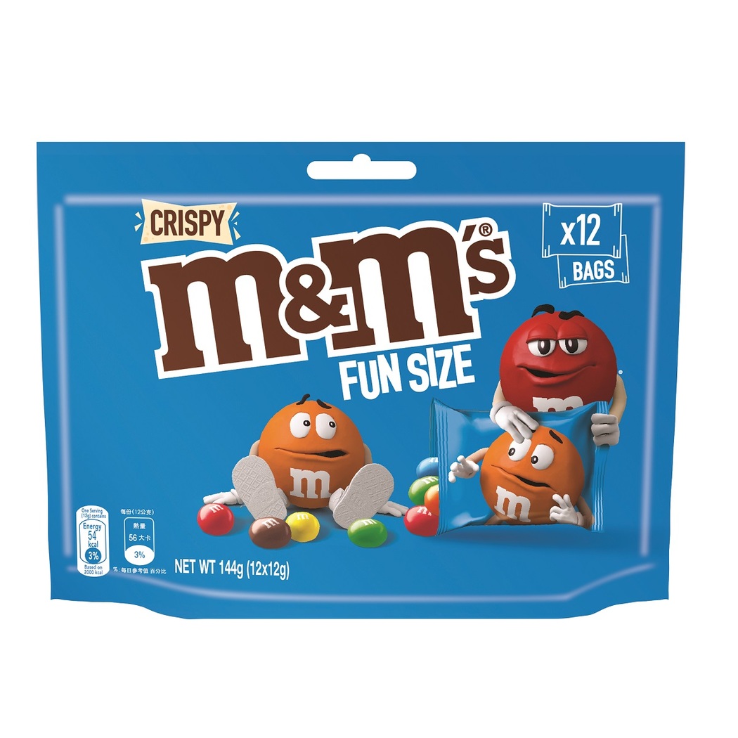 M&M Crispy Milk Chocolate Fun Size 144g.