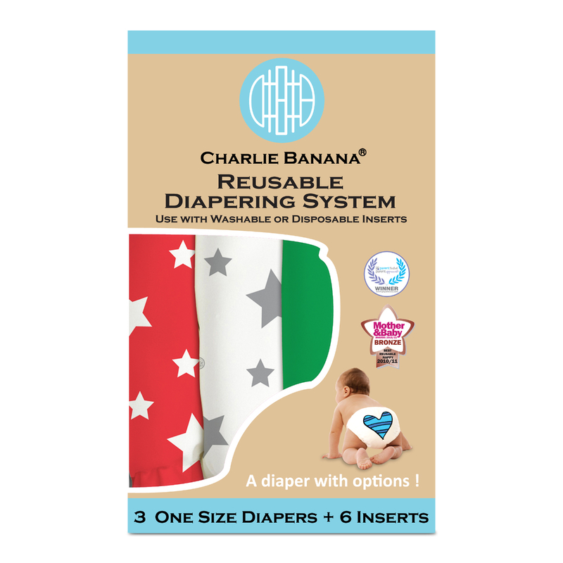 Charlie Banana Diaper One Size Hybrid AIO - Tuscany 3pcs + 6 Inserts