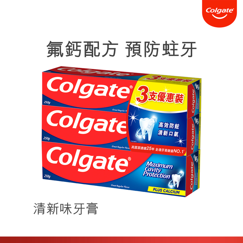 Colgate Dental Cream Great Regular Flavor Toothpaste 250g x 3pcs