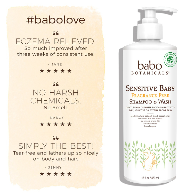Babo Botanicals Sensitive/Eczema Fragrance Free Shampoo & Wash 473ml