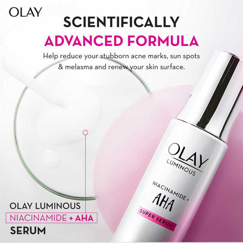 Olay Luminous Niacinamide + AHA Face Super Serum Reduce Acne Marks 30ml