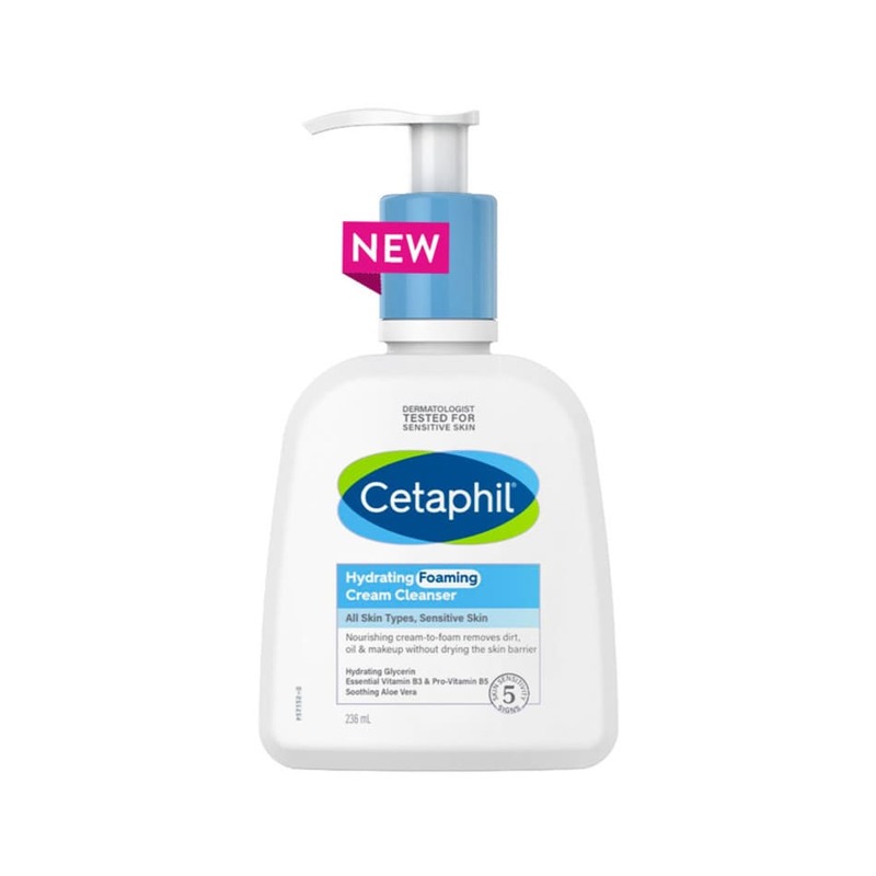 Cetaphil Hydrating Foaming Cream Cleanser 236ml, For Normal to Dry ...