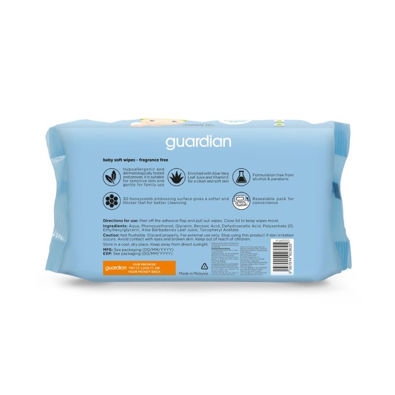 Guardian Baby Wipes Fragrance Free 90s
