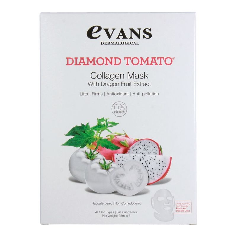 Evans Dermalogical Diamond Tomato Collagen Mask 3s