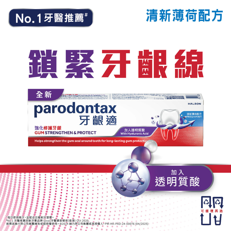 Parodontax Gum Strengthen & Protect Toothpaste (Hyaluronic Acid) Freshmint 100g